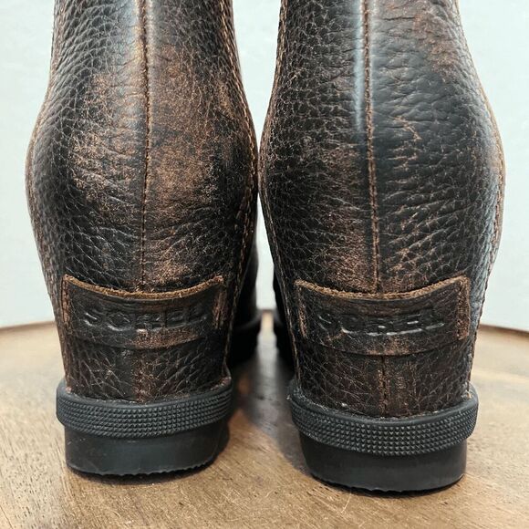 Sorel Joan of Arctic Wedge II Pull-On Brown Leather Chelsea Boots Women's 8.5 - Picture 13 of 13